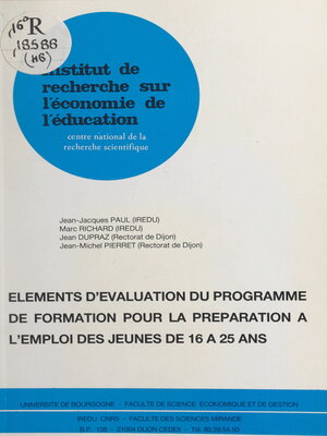 cover image of Eléments d'évaluation du programme de formation pour la préparation à l'emploi des jeunes de 16 à 25 ans